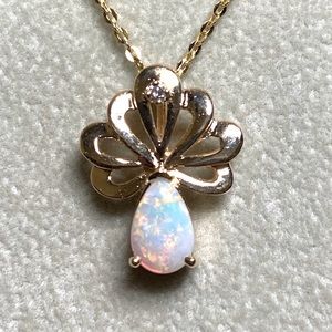 Natural Opal and Diamond Pendant